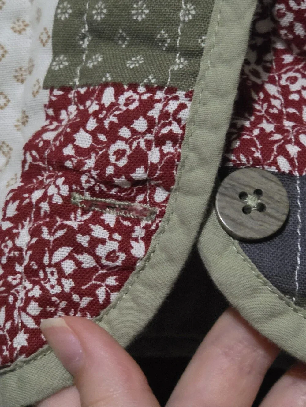 H&M Patchwork Quilted Jacket in Green, Tan, Red, Navy, Cream